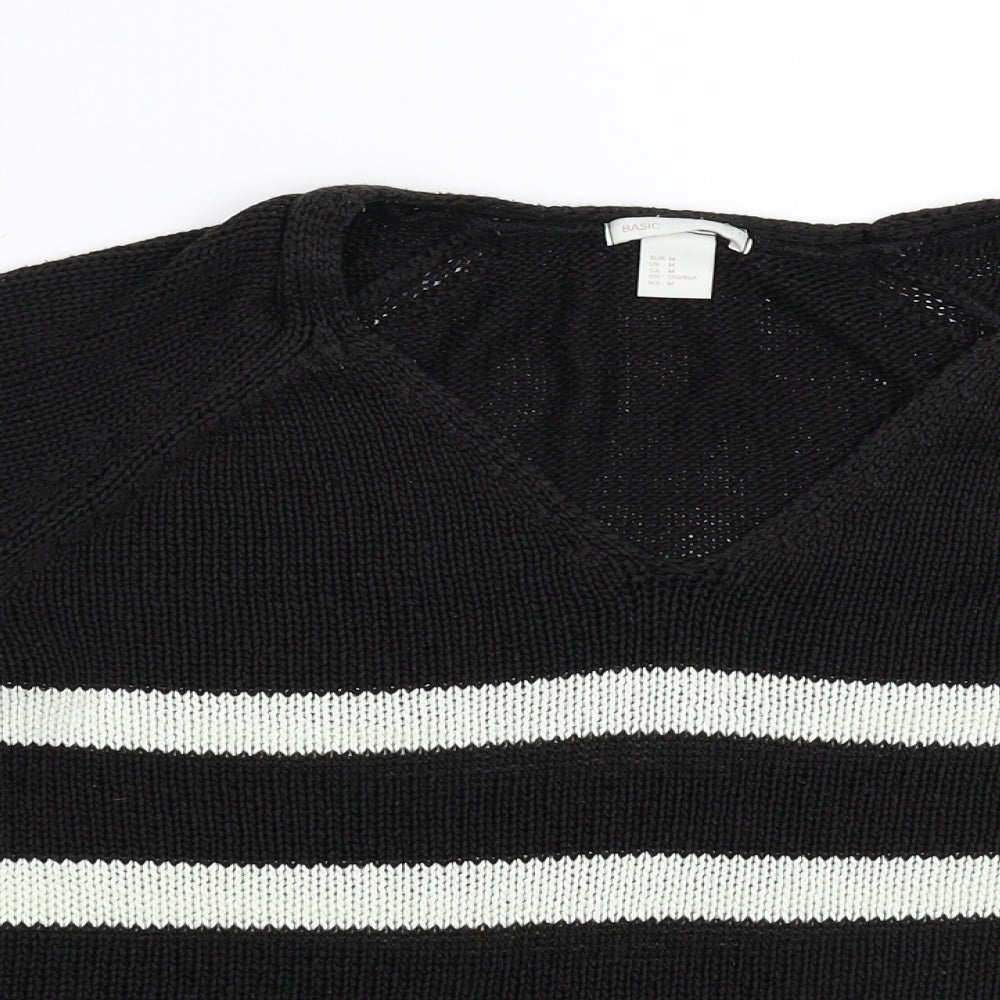 H&M Womens Black Striped Knit Pullover Jumper Size M