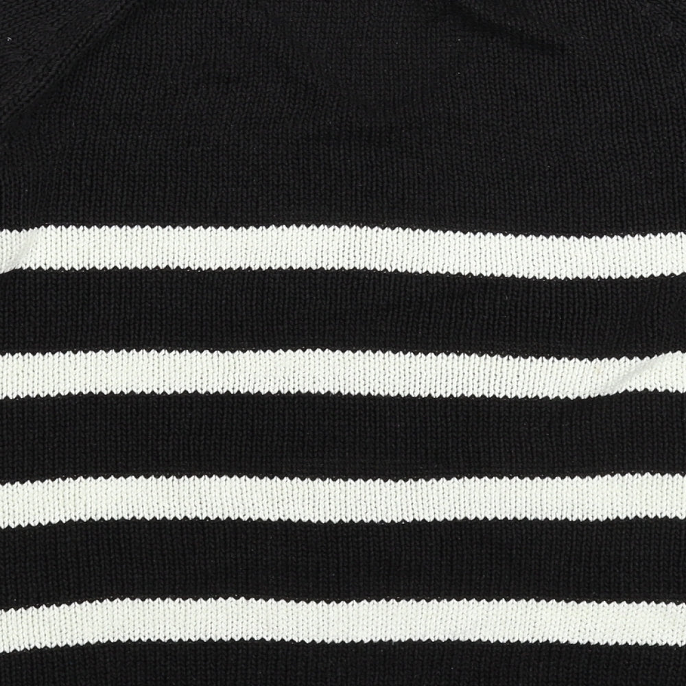 H&M Womens Black Striped Knit Pullover Jumper Size M