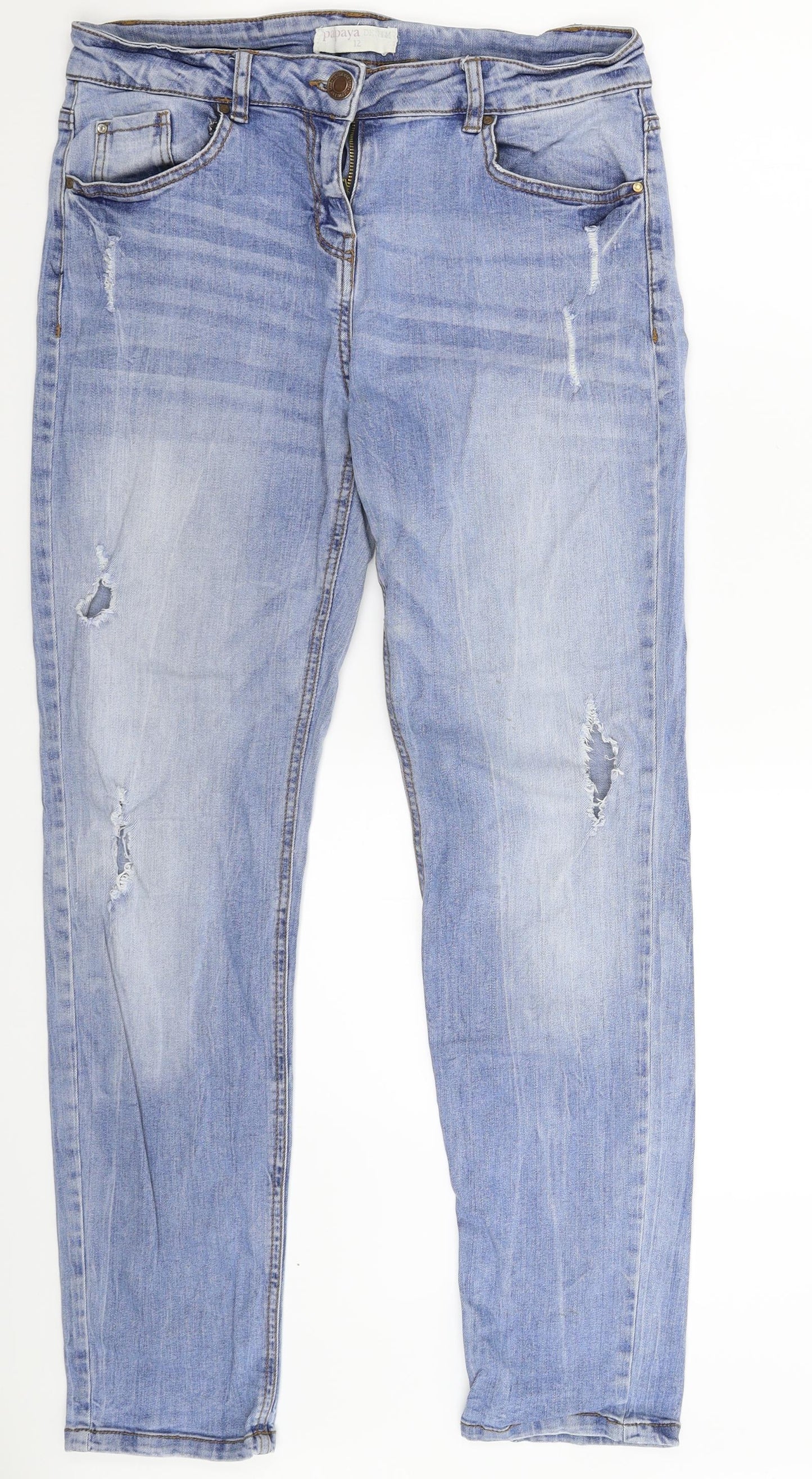 Papaya Womens Blue  Denim Straight Jeans Size 12 L30 in