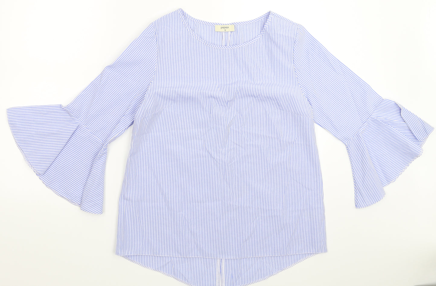 Papaya Womens Blue Striped  Basic Blouse Size 10