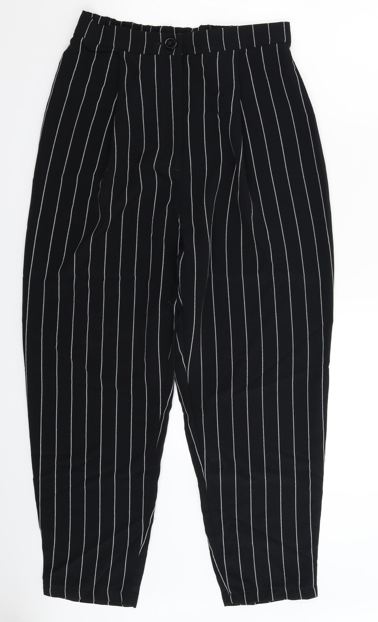 Divided Womens Black Striped  Trousers  Size 10 L25 in