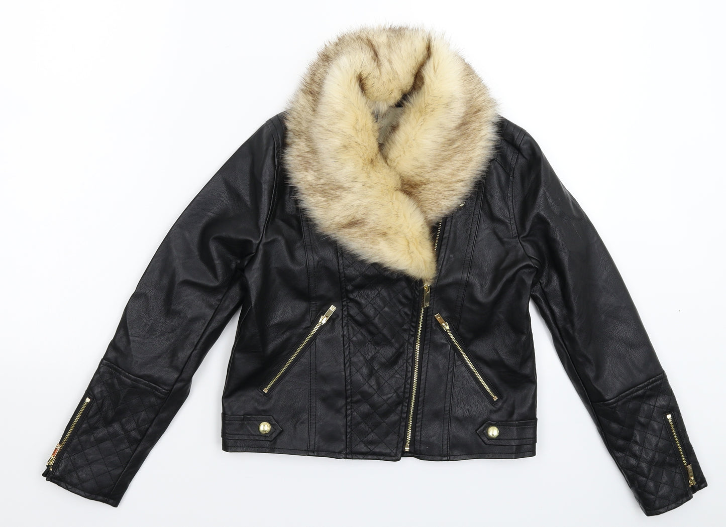 River Island Girls Black   Jacket  Size 9-10 Years  - Faux Leather