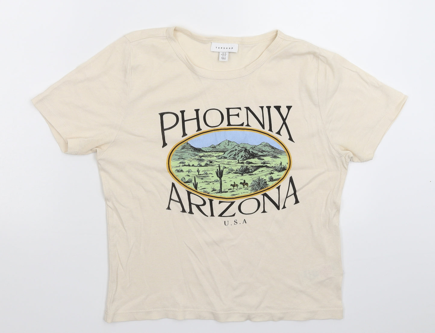 Topshop Womens Beige   Basic T-Shirt Size 14