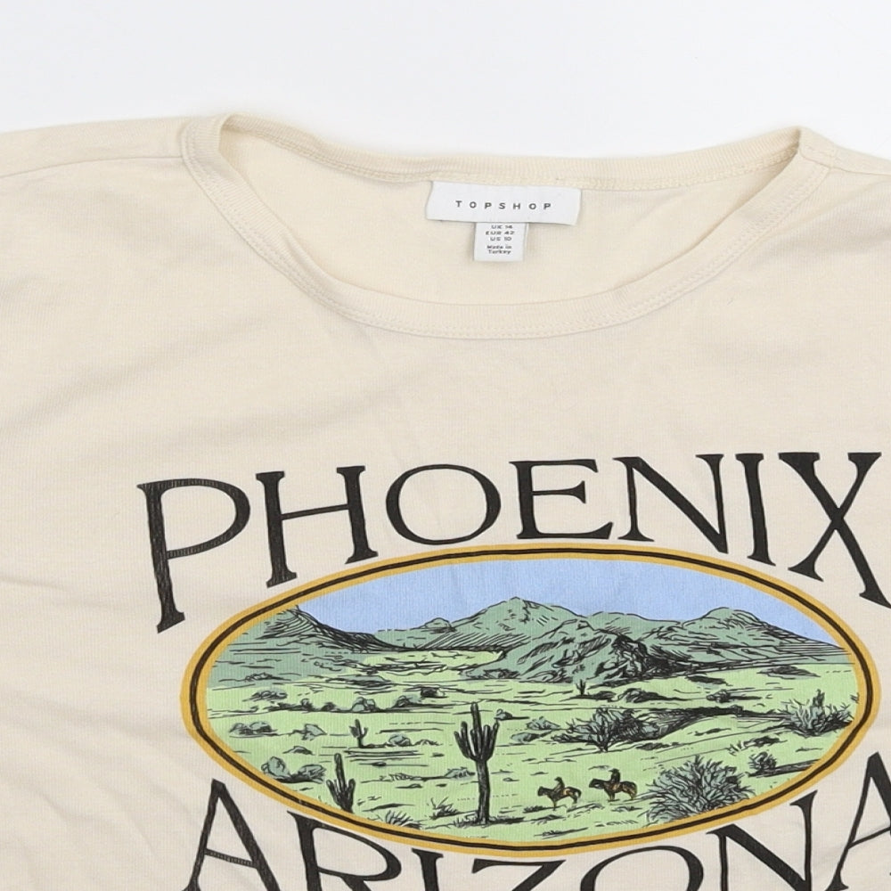 Topshop Womens Beige   Basic T-Shirt Size 14