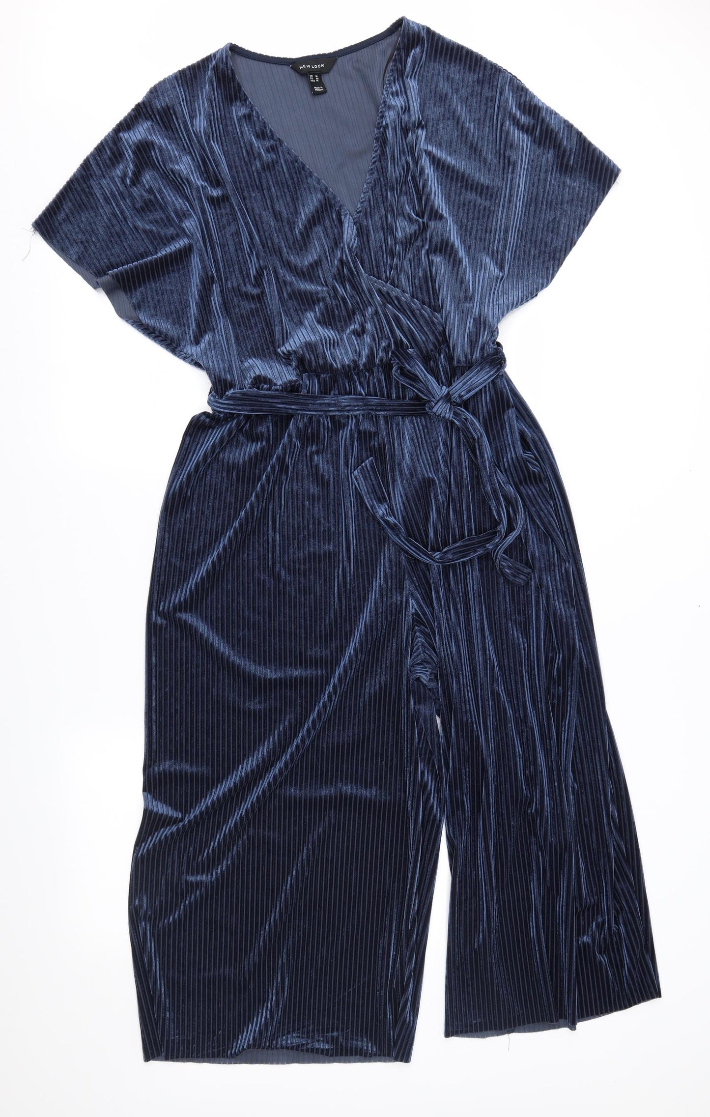 New Look Womens Blue Striped Velour Jumpsuit One-Piece Size 18 L21 in