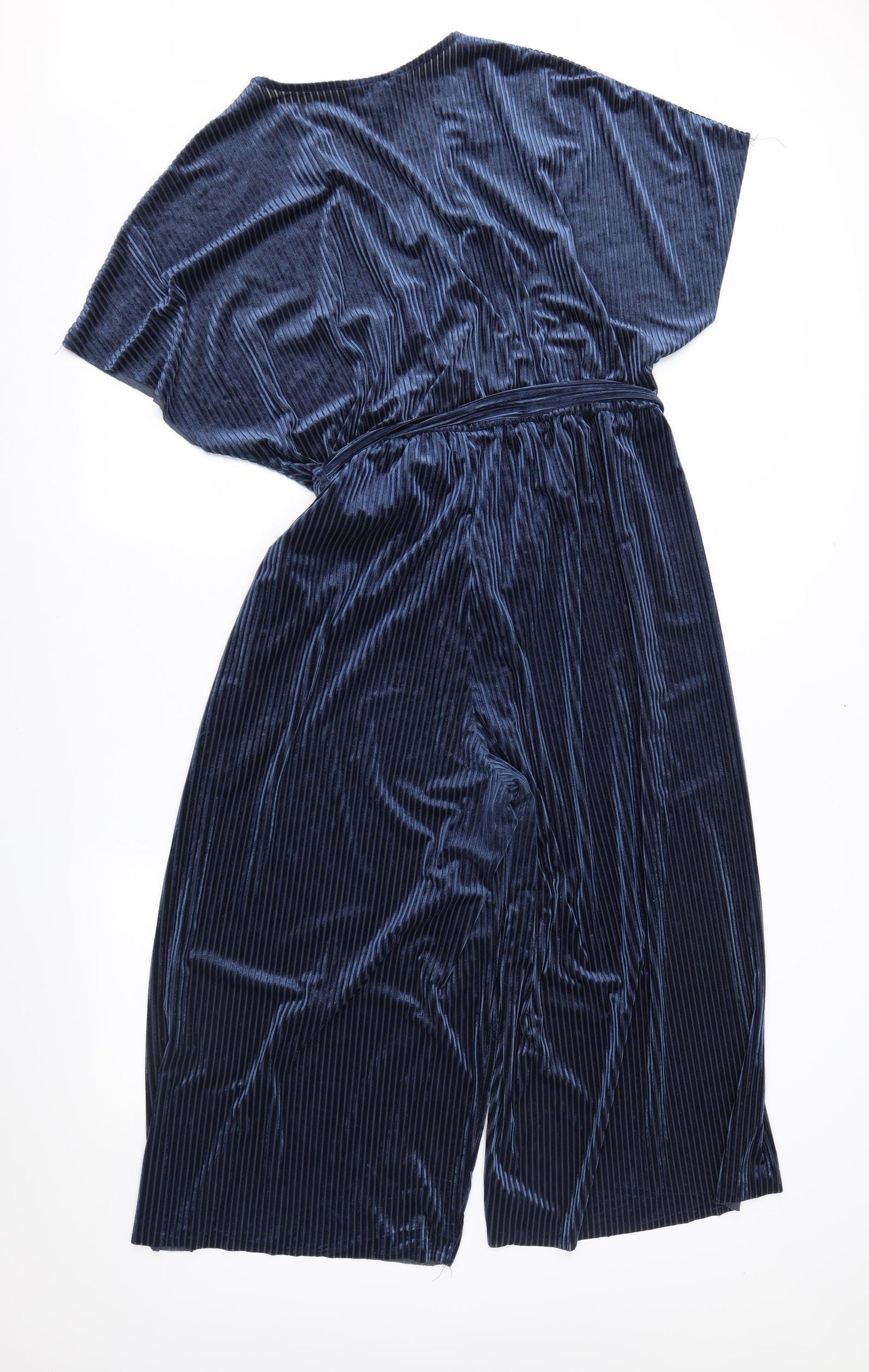 New Look Womens Blue Striped Velour Jumpsuit One-Piece Size 18 L21 in