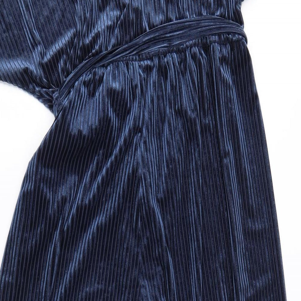New Look Womens Blue Striped Velour Jumpsuit One-Piece Size 18 L21 in