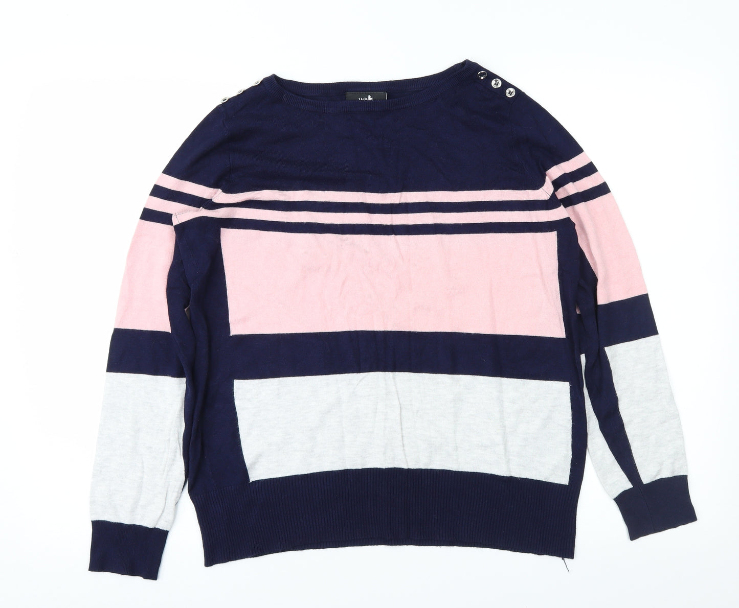Wallis Womens Blue Geometric  Pullover Jumper Size 14