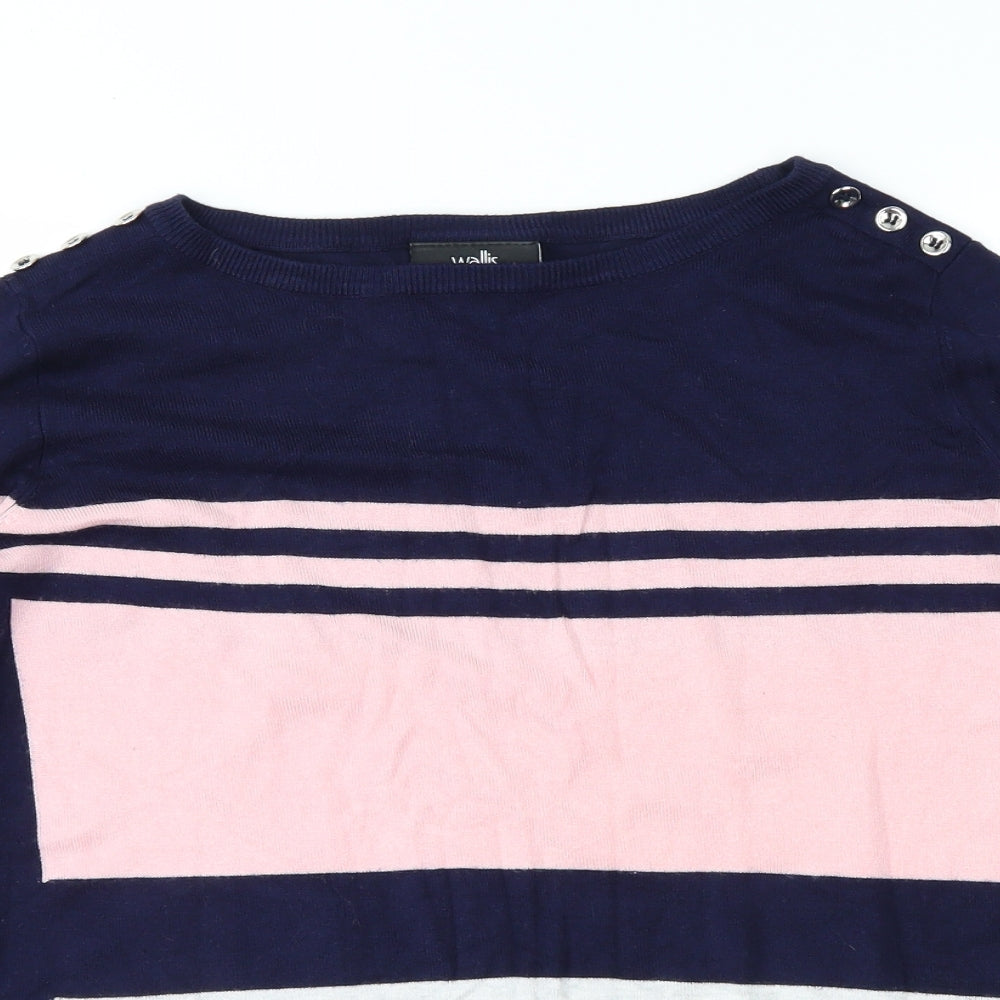 Wallis Womens Blue Geometric  Pullover Jumper Size 14
