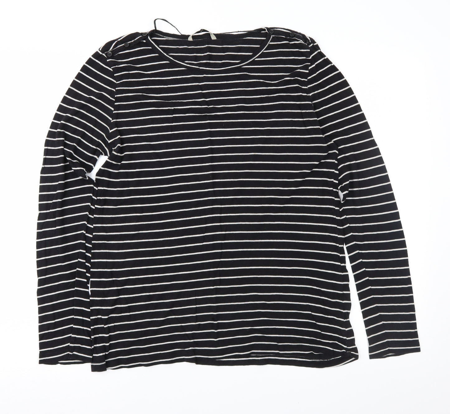 TU Womens Black Striped  Basic T-Shirt Size 18