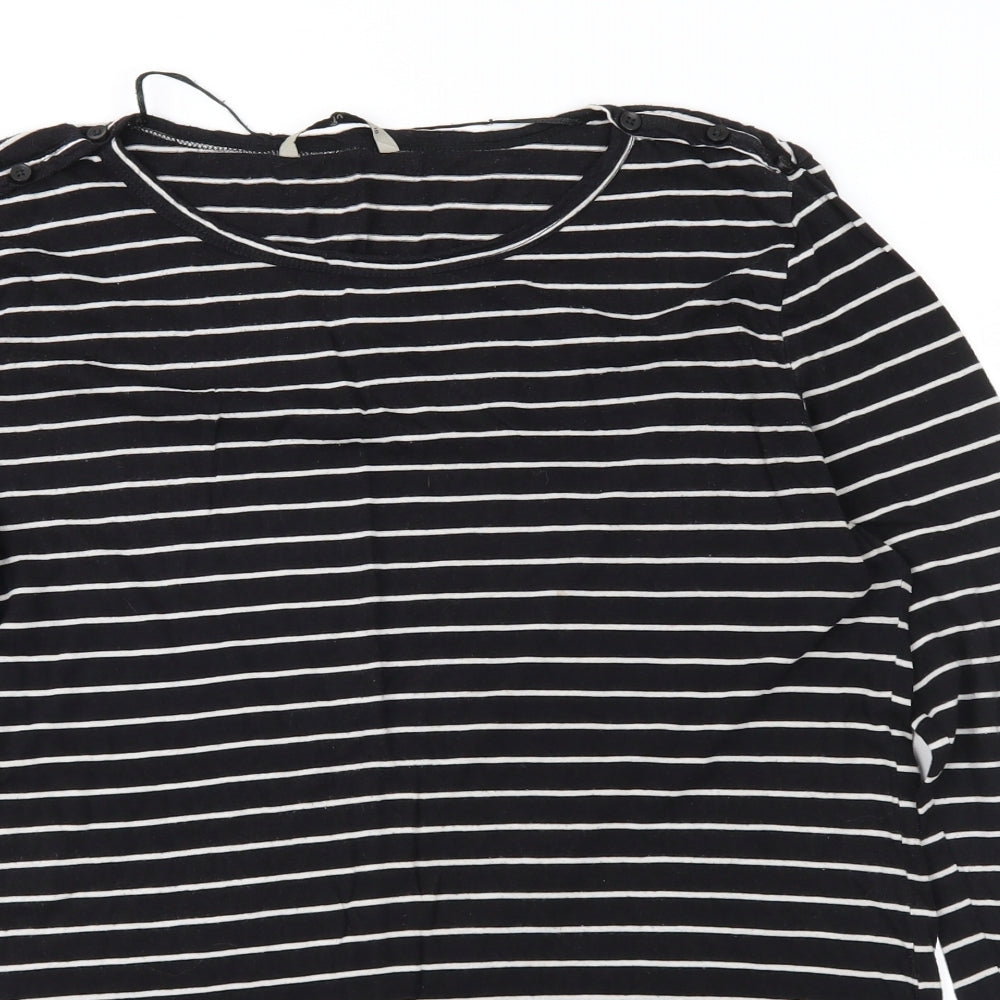 TU Womens Black Striped  Basic T-Shirt Size 18
