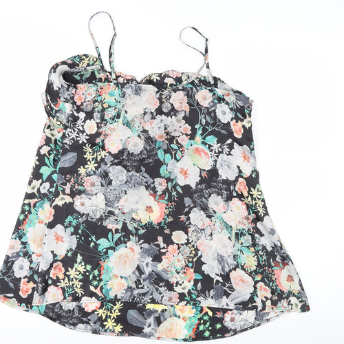 River Island Womens Black Floral  Camisole Blouse Size 8