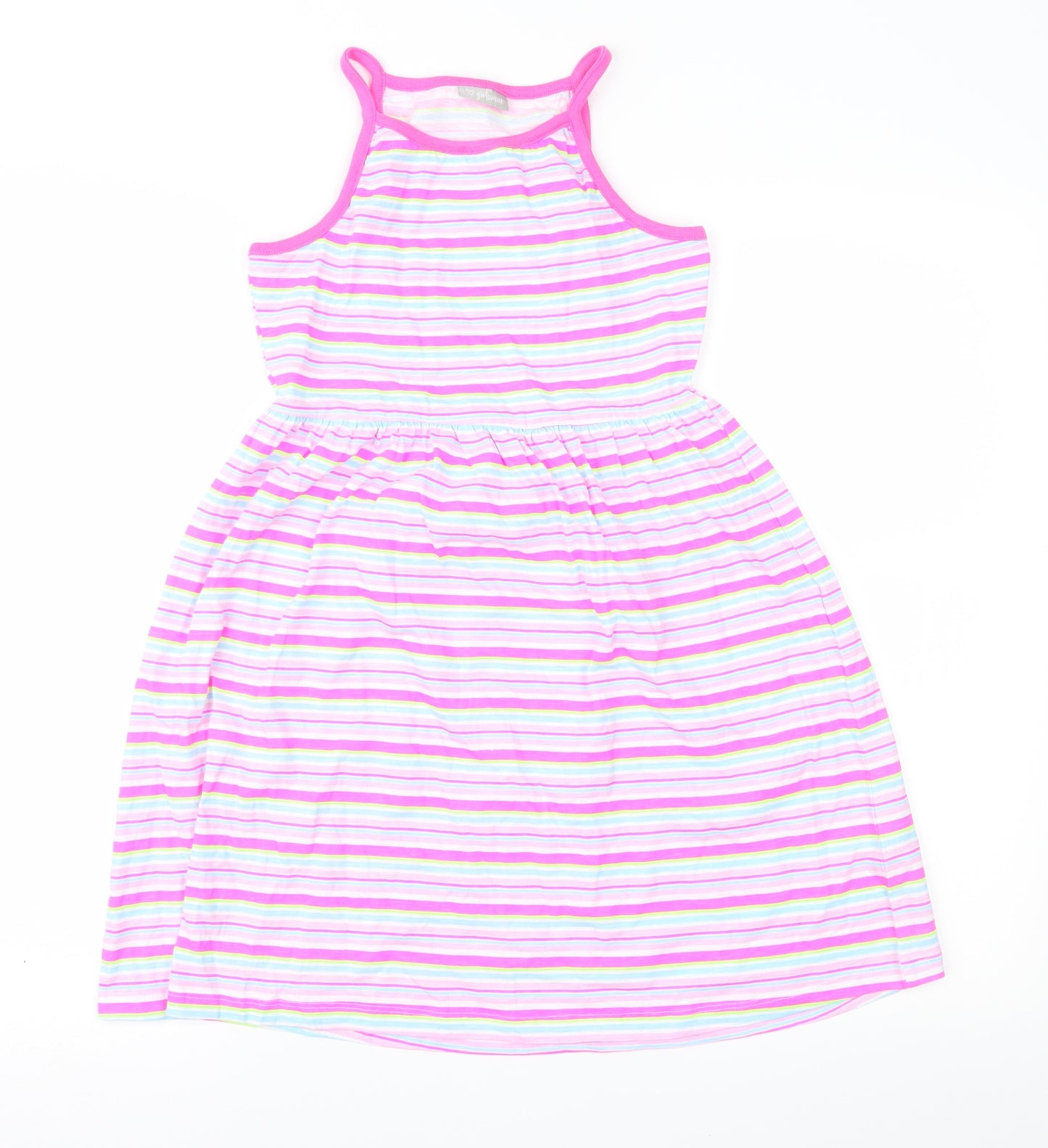 Matalan Girls Pink Striped  Fit & Flare  Size 10 Years