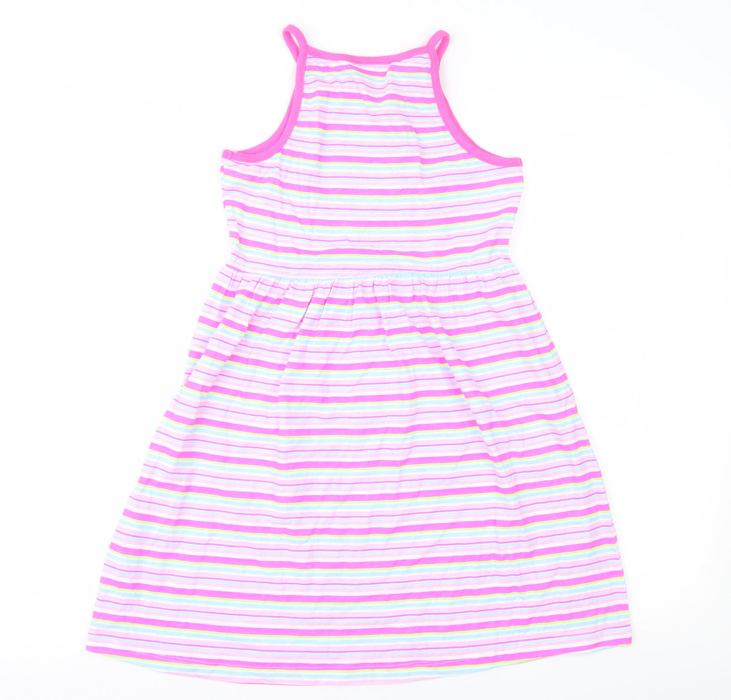 Matalan Girls Pink Striped  Fit & Flare  Size 10 Years