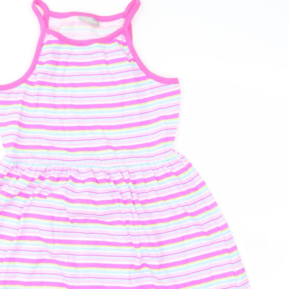 Matalan Girls Pink Striped  Fit & Flare  Size 10 Years