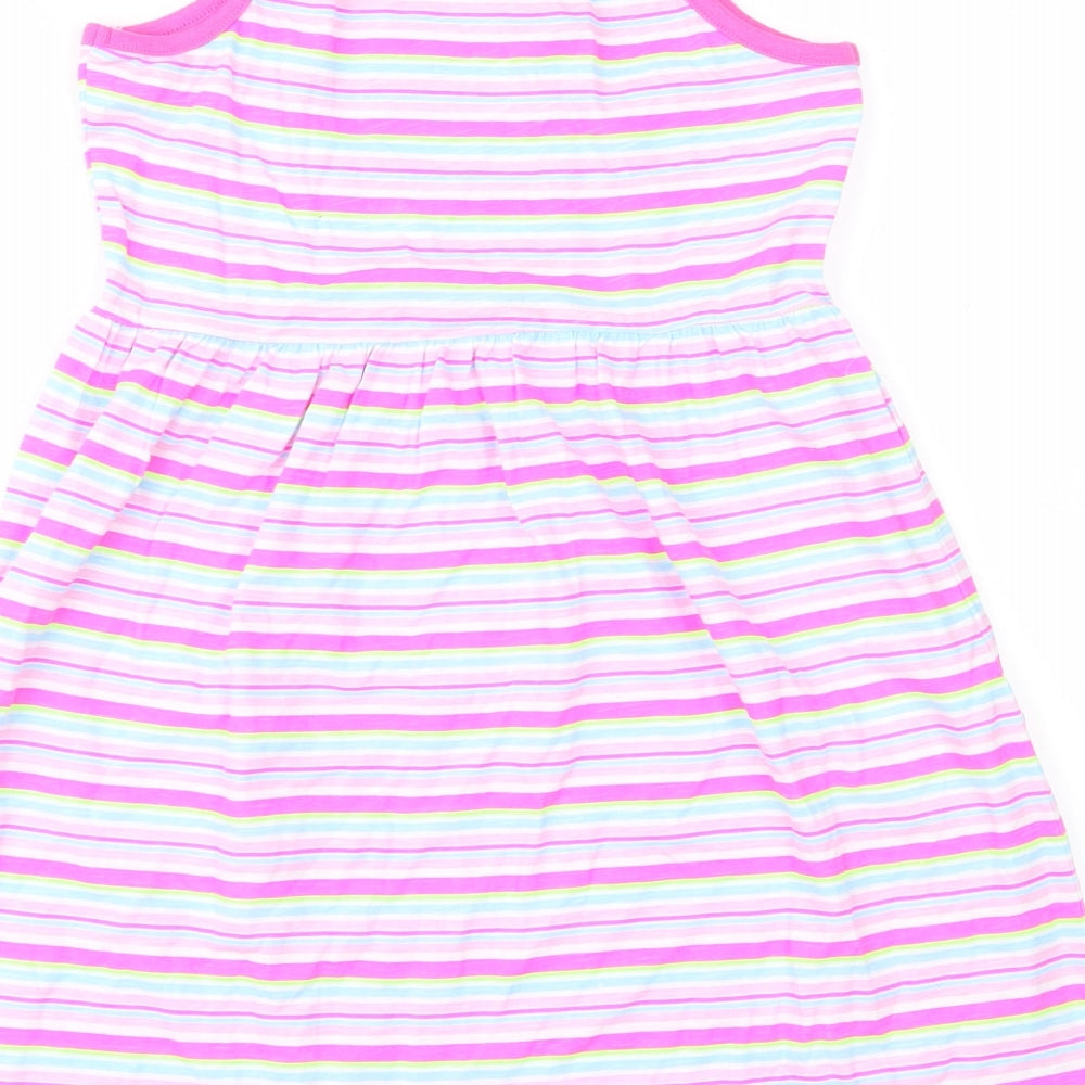 Matalan Girls Pink Striped  Fit & Flare  Size 10 Years