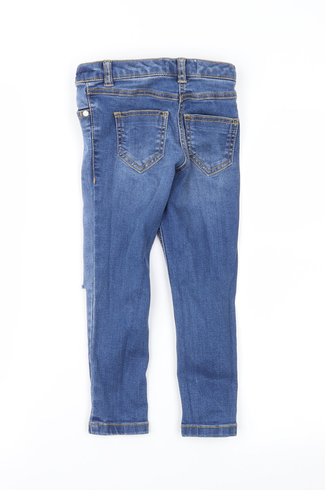 NEXT Girls Blue  Denim Straight Jeans Size 5 Years - DISTRESSED