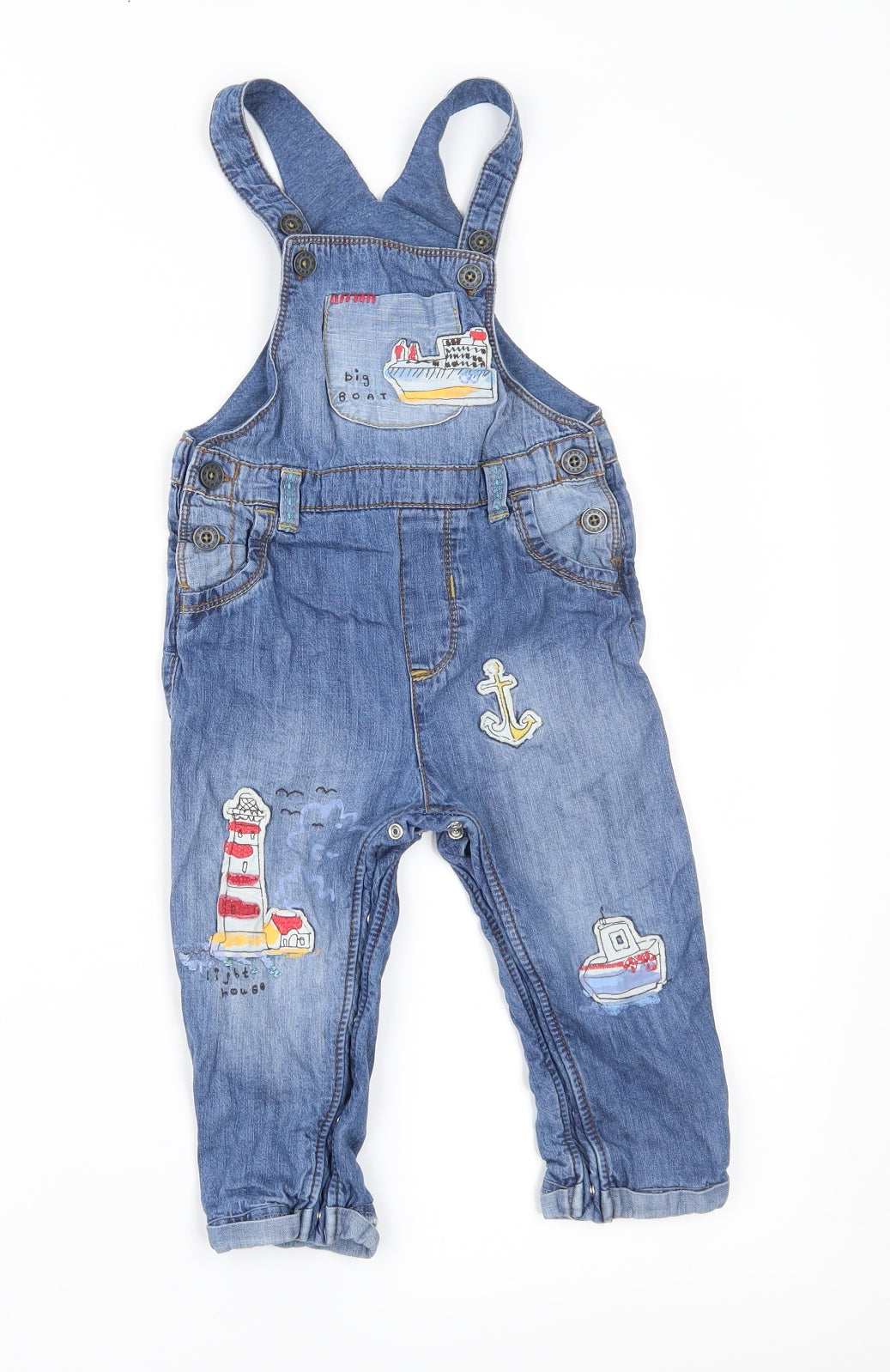 NEXT Boys Blue  Denim Dungaree One-Piece Size 18-24 Months