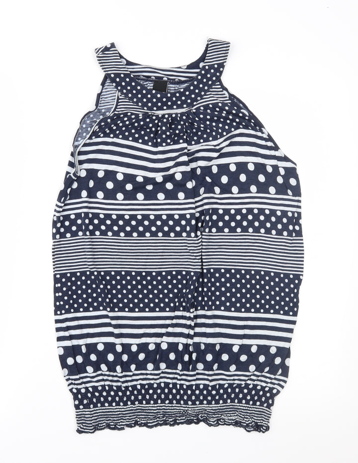 B.C. Best Connections Womens Blue Geometric  Basic Blouse Size 14