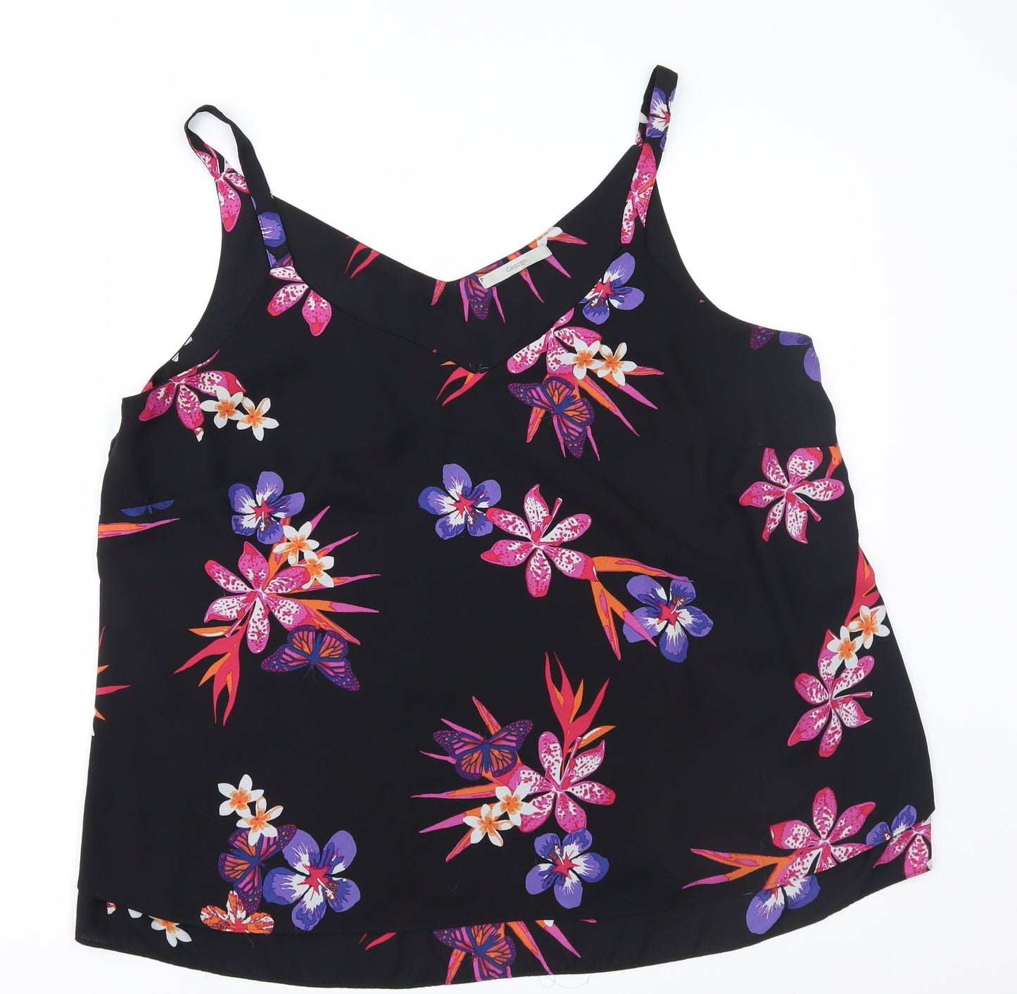 George Womens Black Floral  Camisole Blouse Size 18