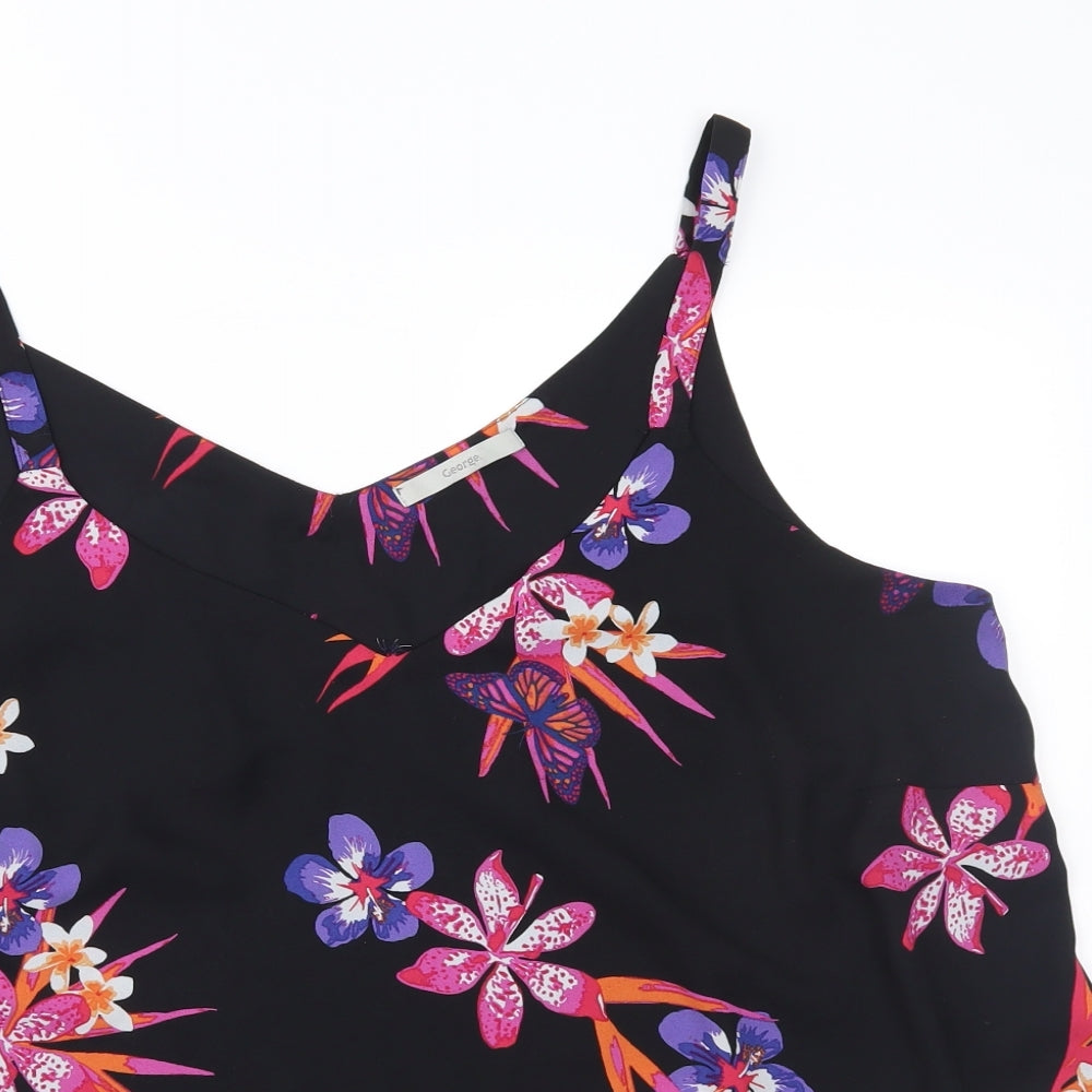 George Womens Black Floral  Camisole Blouse Size 18
