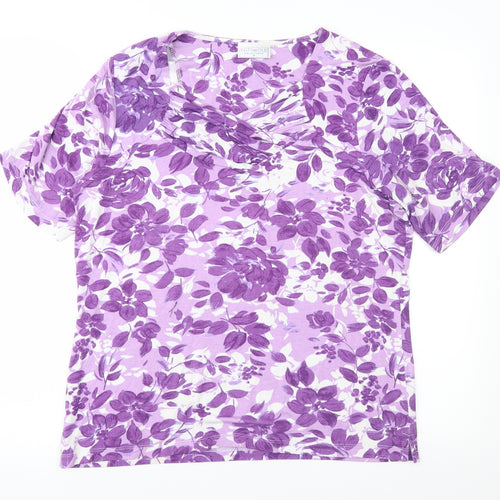 Cotswold Collection Womens Purple Floral  Basic T-Shirt Size M