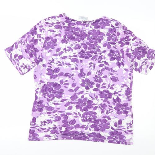Cotswold Collection Womens Purple Floral  Basic T-Shirt Size M