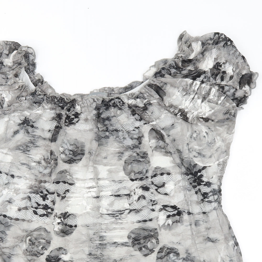 Per Una Womens Grey Geometric Lace Basic Blouse Size 22