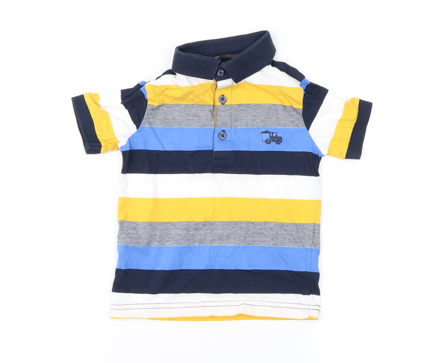 George Boys Blue Striped  Basic Polo Size 18-24 Months