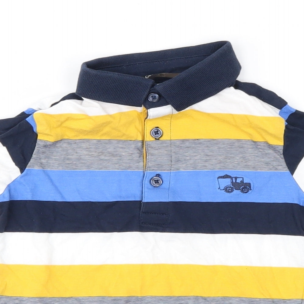 George Boys Blue Striped  Basic Polo Size 18-24 Months