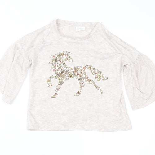 F&F Girls Beige   Cropped Blouse Size 7-8 Years