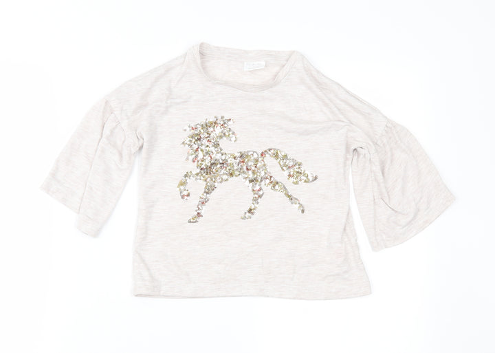 F&F Girls Beige Cropped Blouse Size 7-8 Years