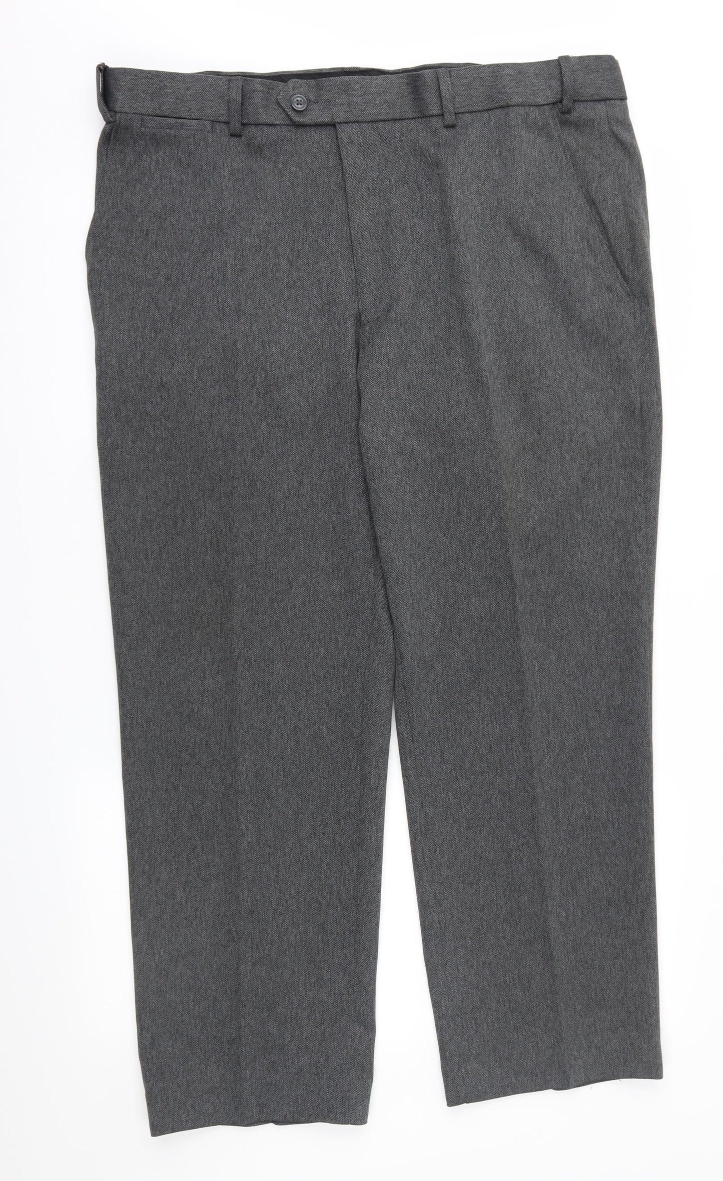 F&F Mens Grey Herringbone  Trousers  Size 38 L29 in