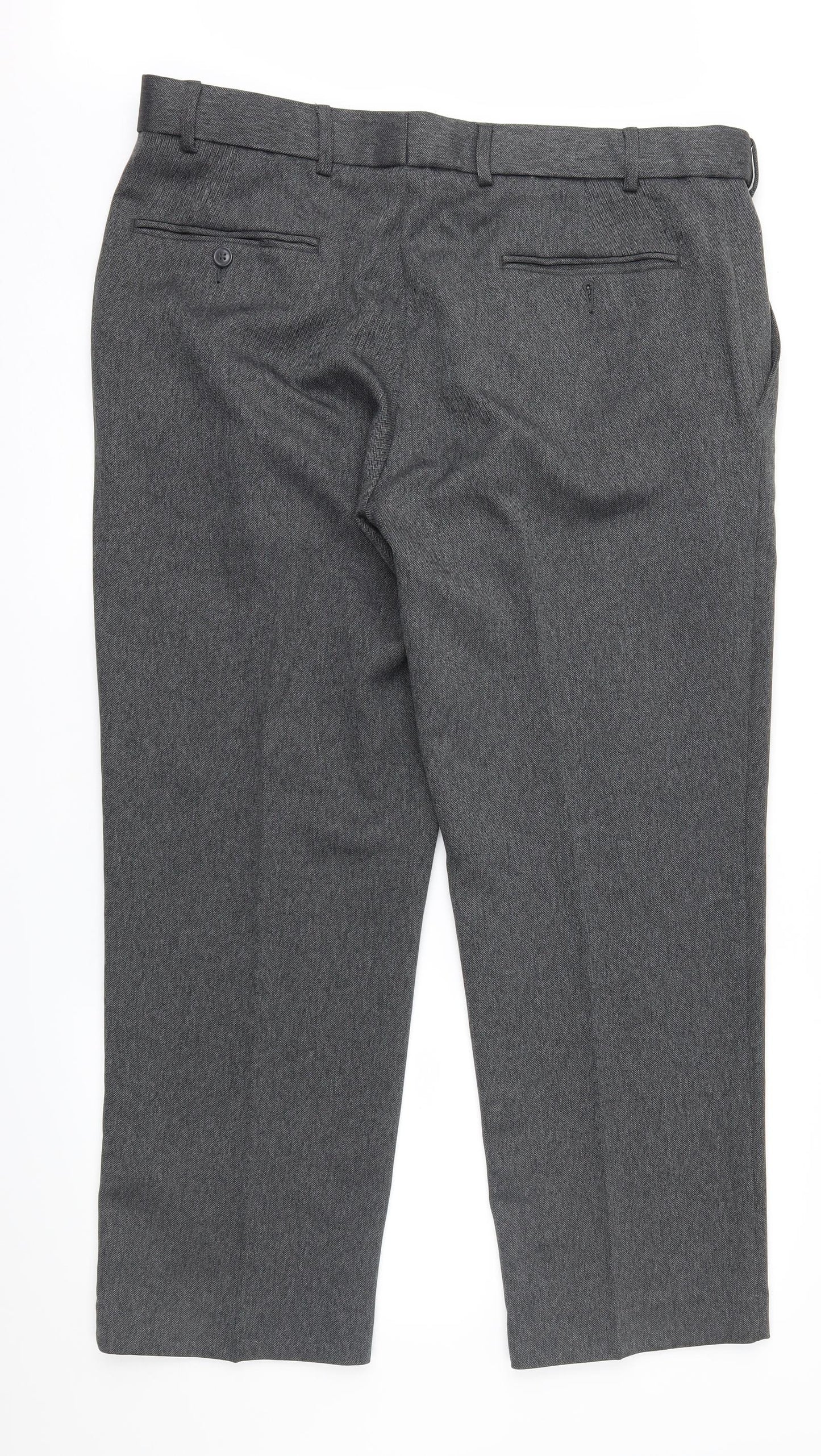 F&F Mens Grey Herringbone  Trousers  Size 38 L29 in