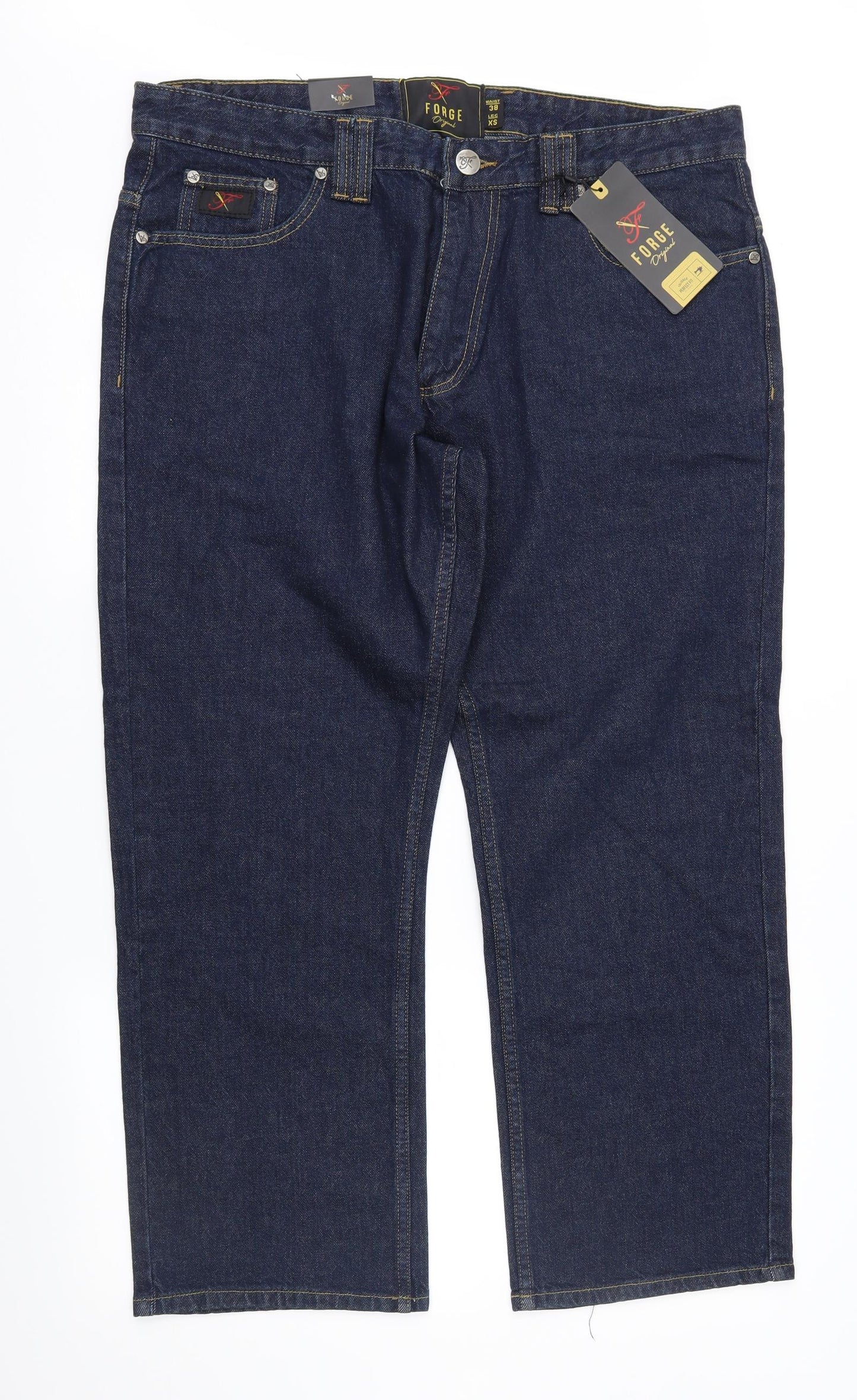 Forge Mens Blue  Denim Straight Jeans Size 38 in L27 in