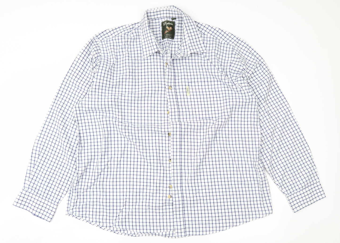 Rydale Mens White Check   Button-Up Size 3XL