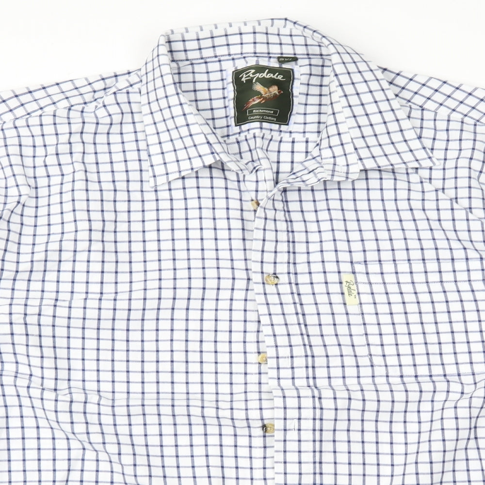 Rydale Mens White Check   Button-Up Size 3XL