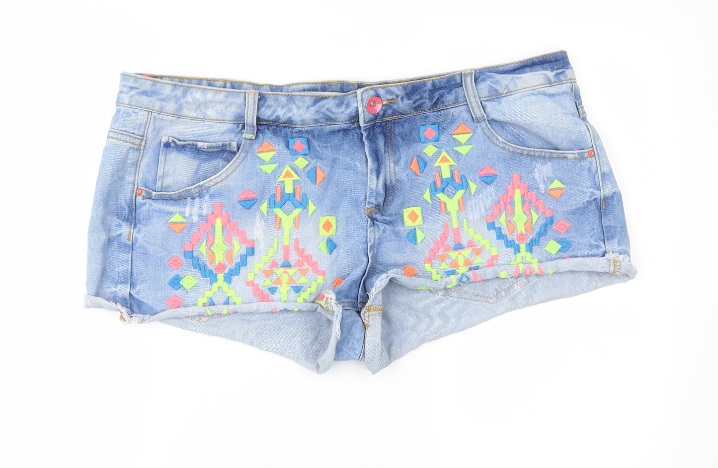 Denim & Co. Womens Blue  Denim Cut-Off Shorts Size 18 - Distressed