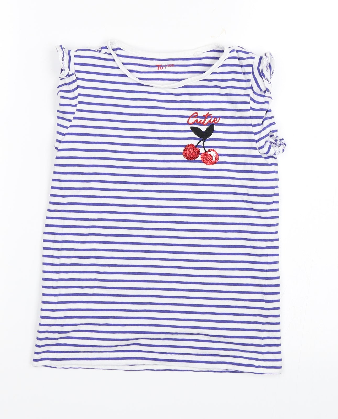 TU Girls Blue Striped  Basic T-Shirt Size 9 Years  - Cutie