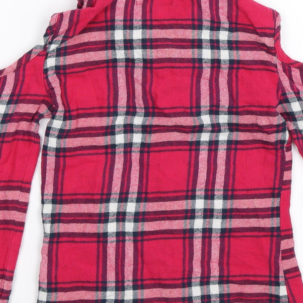 Primark Girls Pink Plaid  Basic Button-Up Size 7-8 Years
