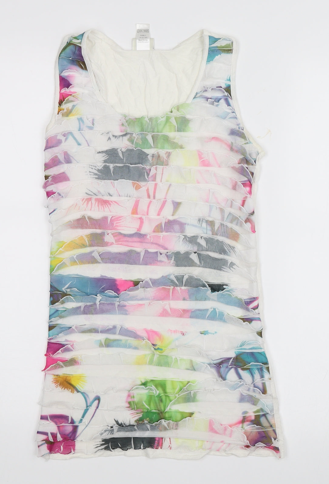 M&Co Girls White Floral  Basic Tank Size 13-14 Years