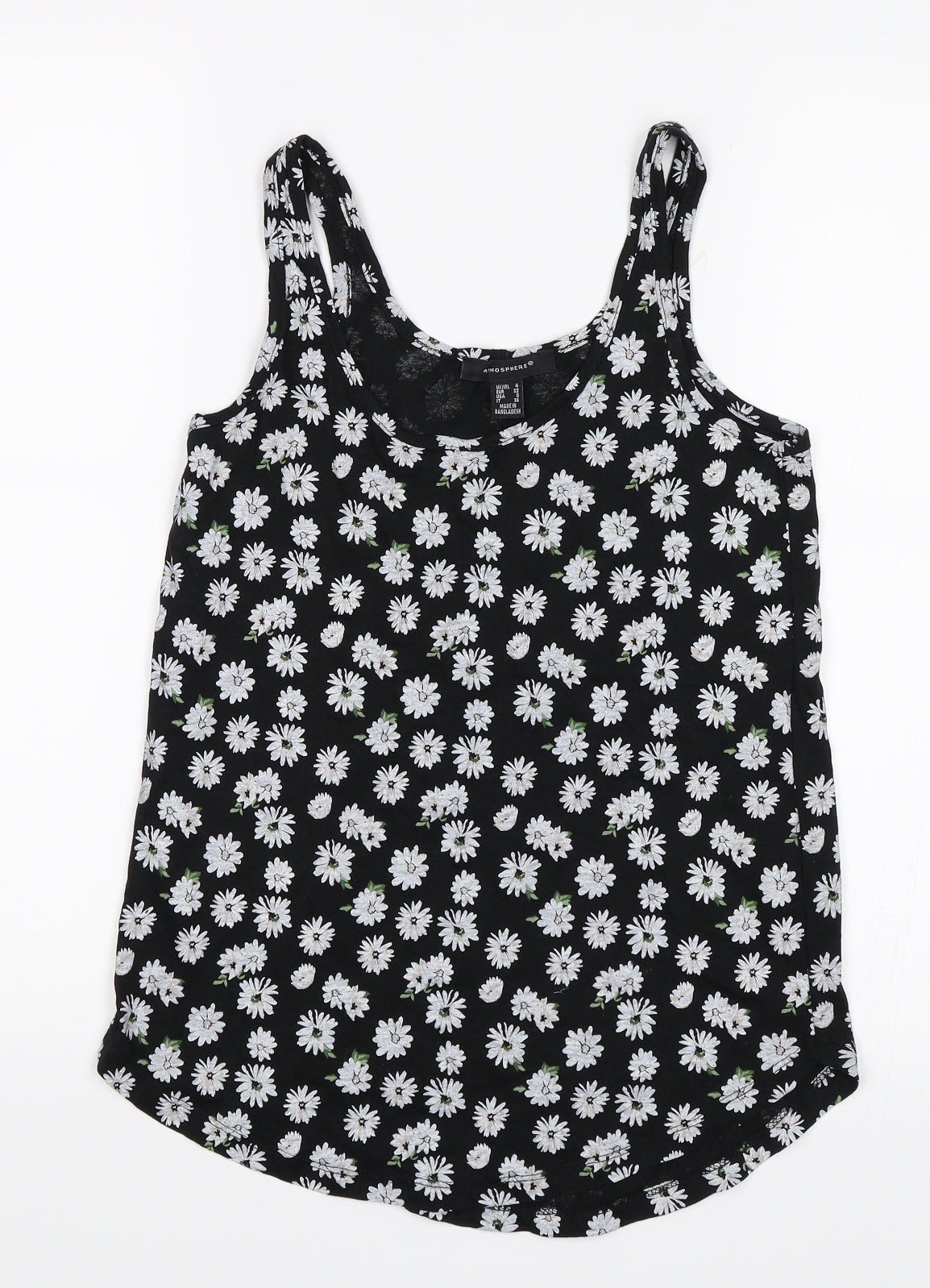 Atmosphere Womens Black Floral  Basic Tank Size 4