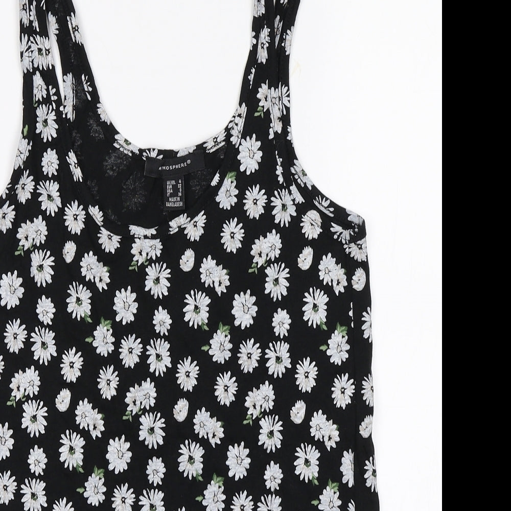 Atmosphere Womens Black Floral  Basic Tank Size 4