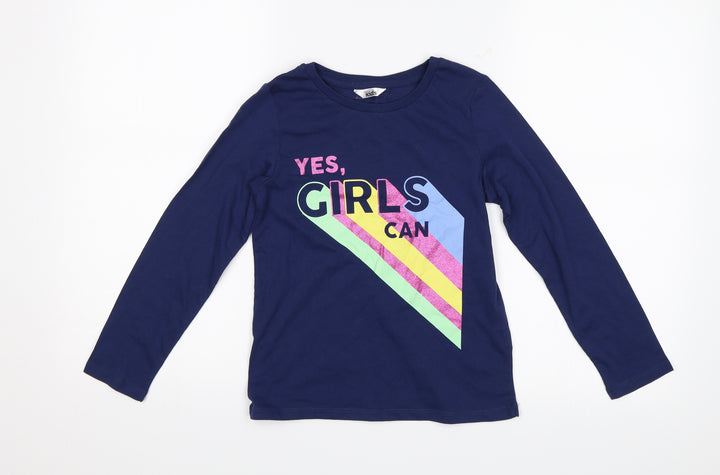 M&Co Girls Blue Jersey T-Shirt Size 7-8 Years - Yes, girls can