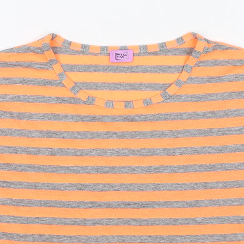 F&F Girls Orange Striped  Basic T-Shirt Size 6-7 Years