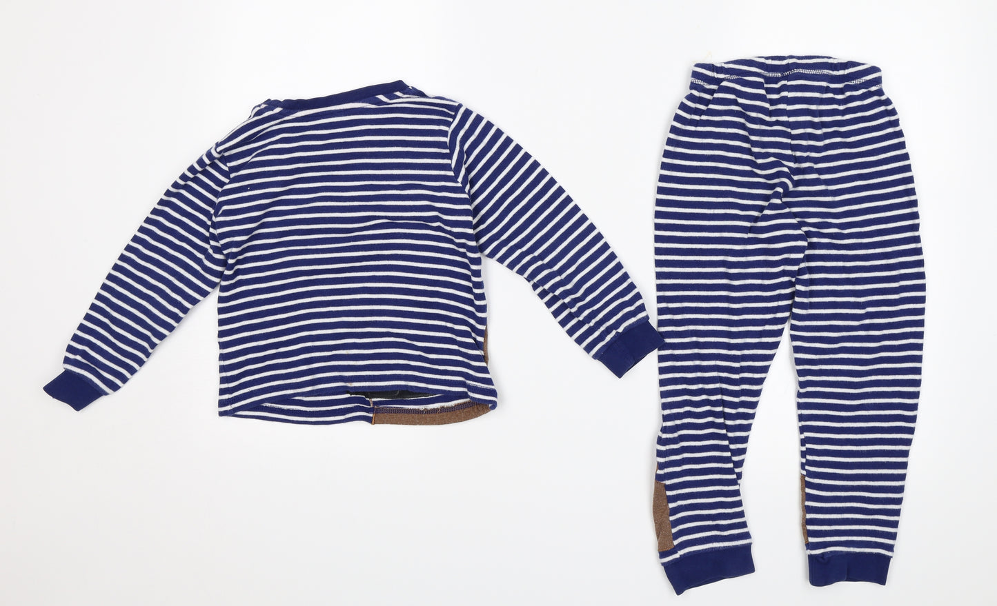 George Boys Blue Striped   Pyjama Set Size 5-6 Years  - reindeer