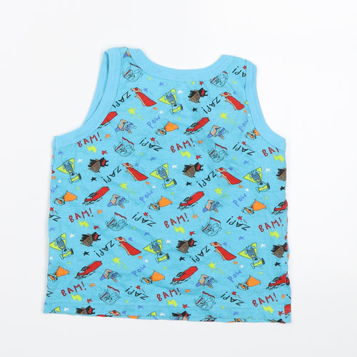 George Boys Blue   Basic Tank Size 5-6 Years  - Superhero