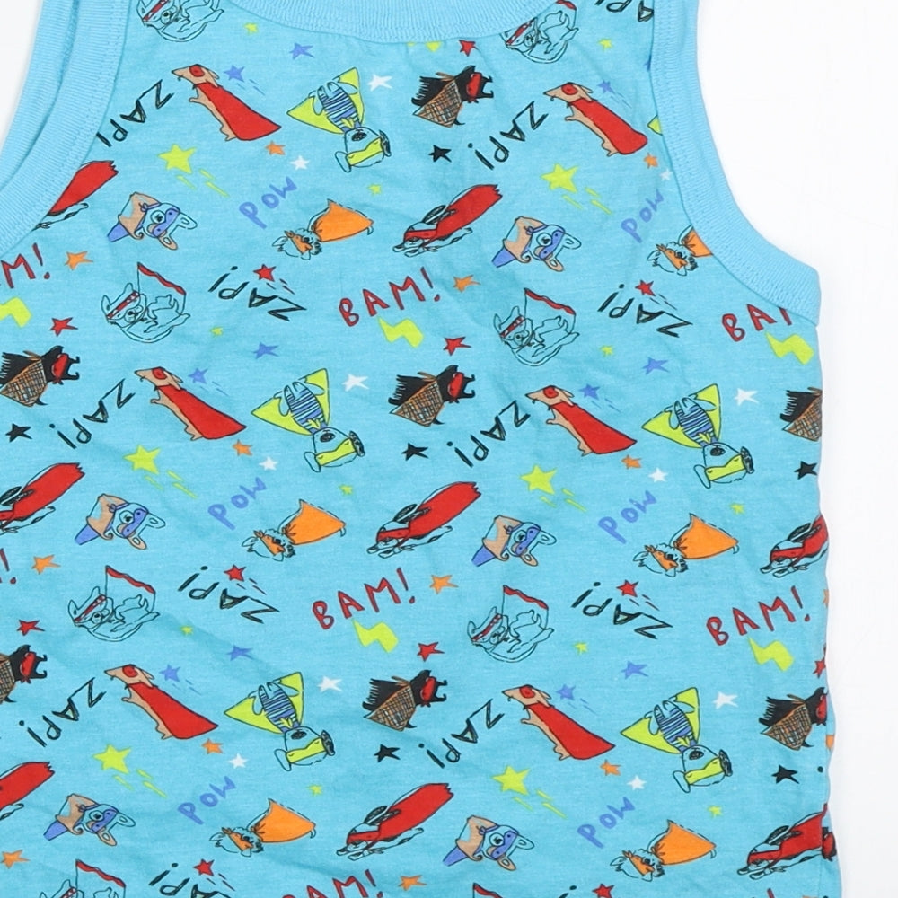 George Boys Blue   Basic Tank Size 5-6 Years  - Superhero