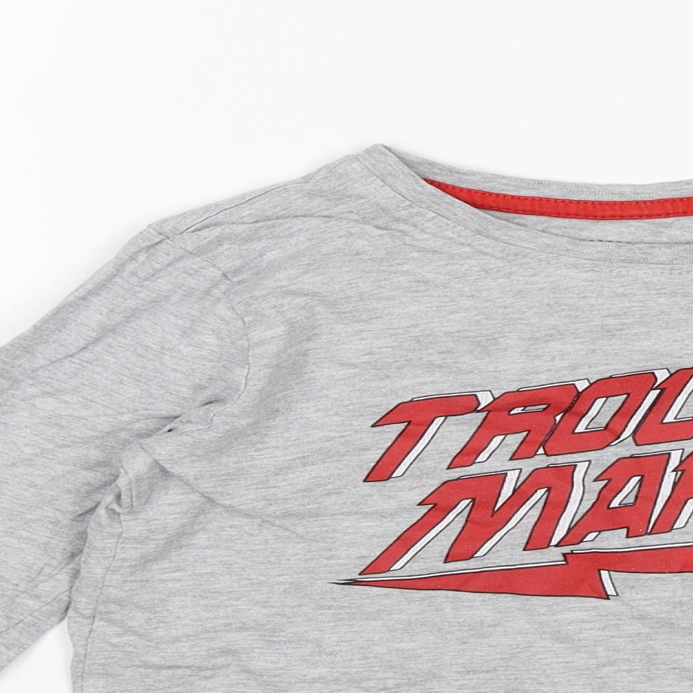 Primark Boys Grey   Jersey T-Shirt Size 4-5 Years  - Trouble Maker