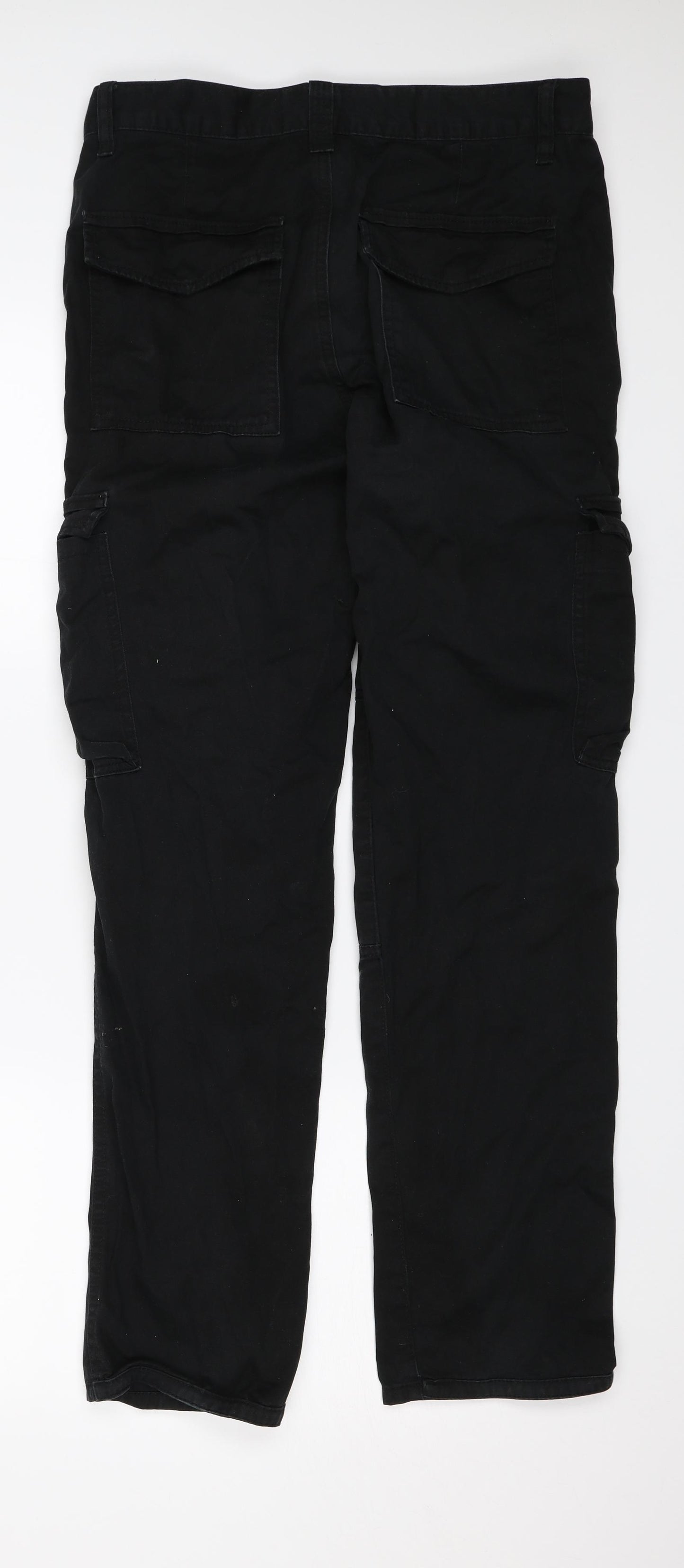 Denim & Co. Mens Black   Cargo Trousers Size 30 L29 in